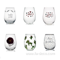 custom etched logo tumbler glasses/clear stemless wine glass